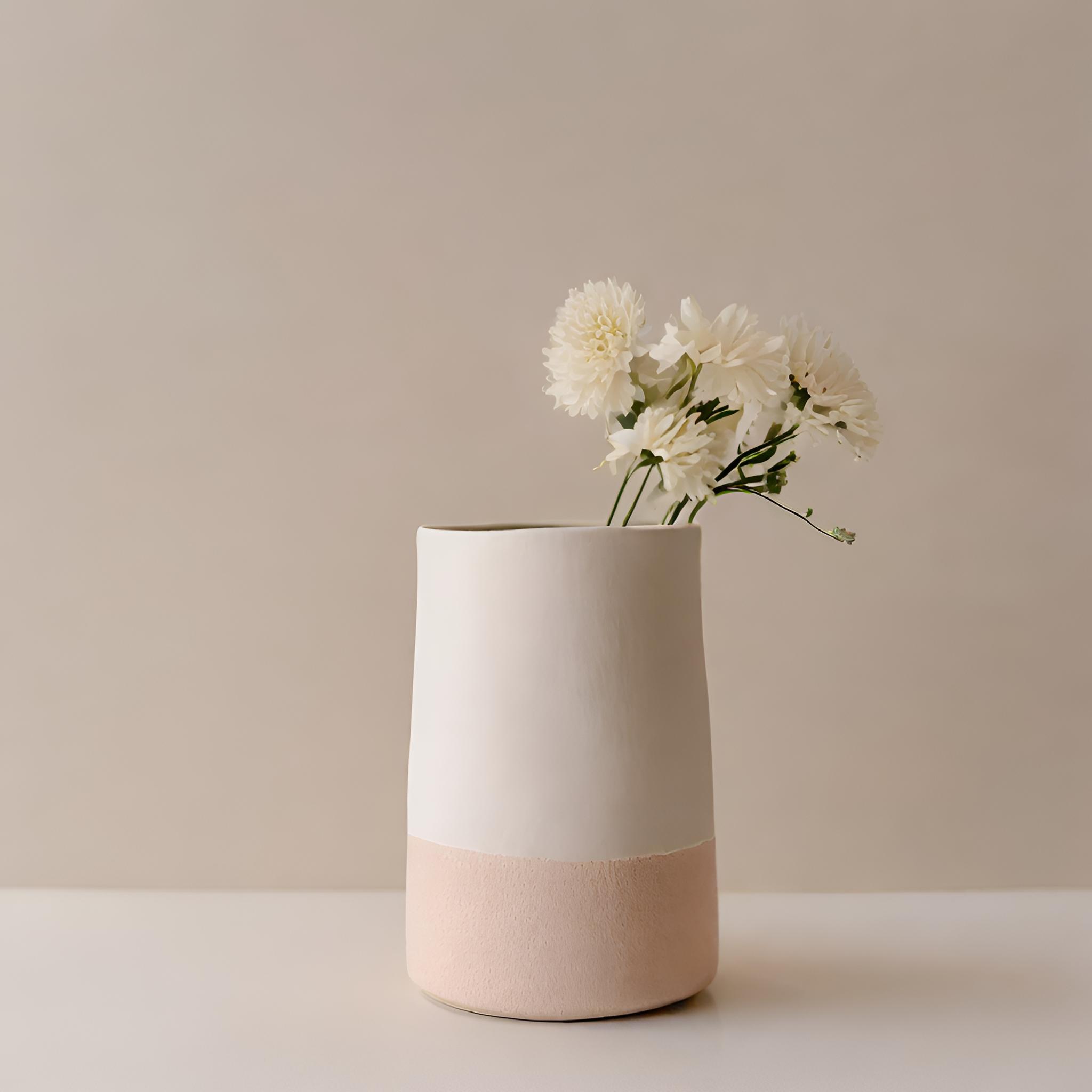 Wholesale Terracotta and White Overlap Ceramic Vase – Matte Glaze for a Modern Touch VDMK2403198 Suppliers, Factories