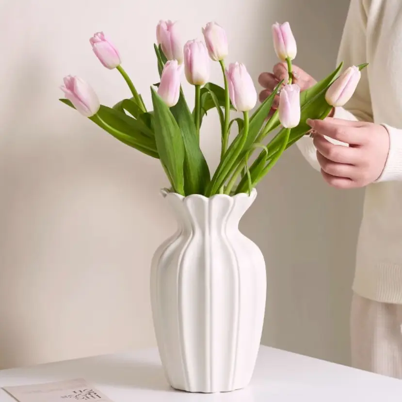 Contemporary ceramic vases with modern textured finishes for stylish floral arrangements.