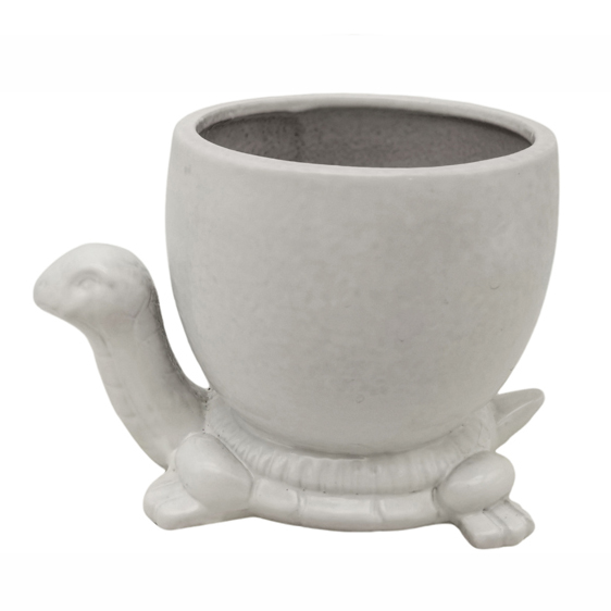 Cheap Ceramic Turtle Planter with Flower Pot on Its Back – Matte White Finish SWV04390 Manufacturers, Supplier