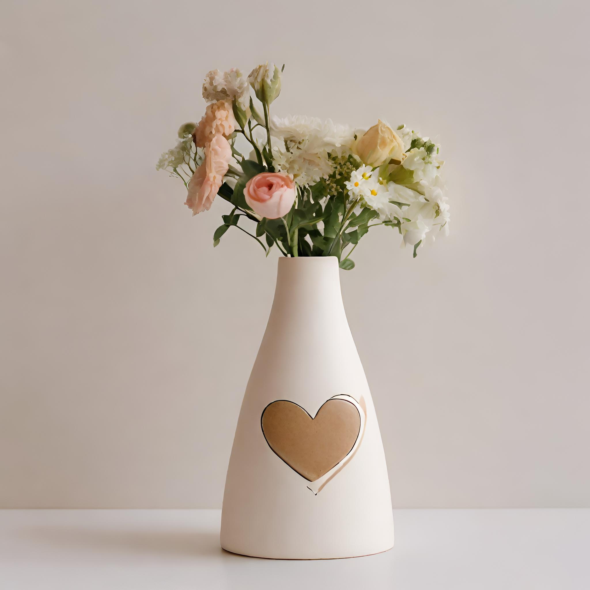 Cheap Matte Ceramic Cylinder Vase with Heart Accent – Elegant & Timeless VDMK2403186 Manufacturer, Suppliers