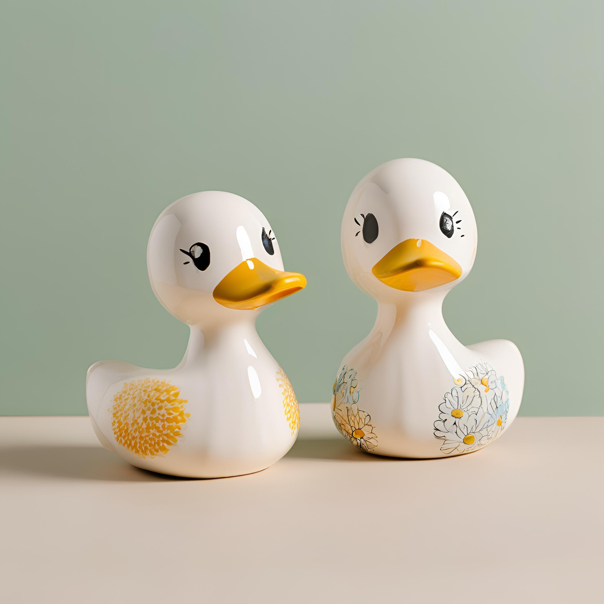 Wholesale Glossy Glazed Ceramic Duck Ornament with Floral Design VDLK1050 Manufacturers, Factory