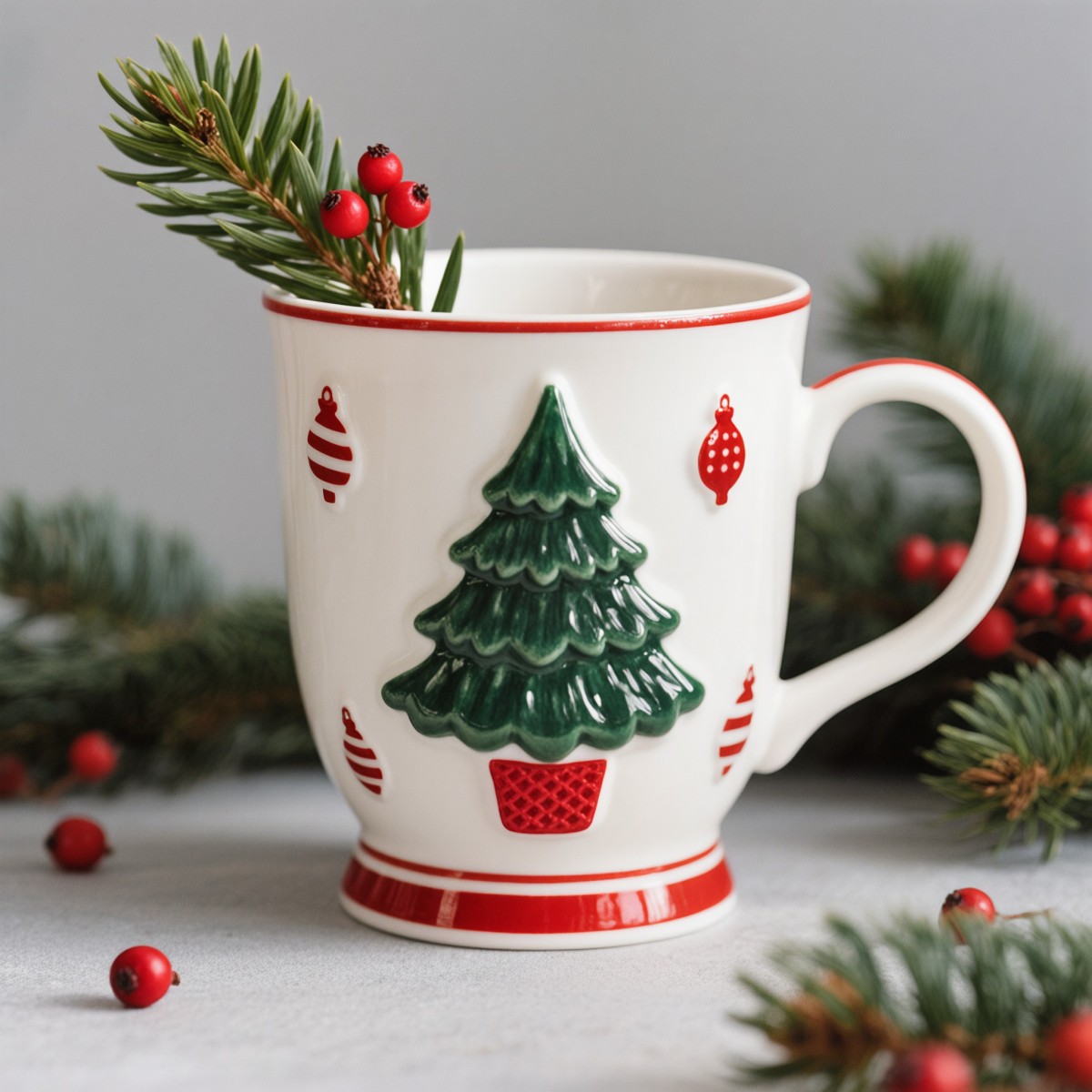China Retro Christmas Decorative Relief White Ceramic Cup - Christmas Gift Decoration VDLK4899 Manufacturer, Manufacturers