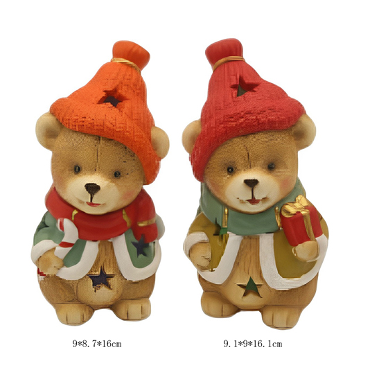 Wholesale Christmas Ceramic Bear Set with Sweaters & Star Hat – Holiday Decor HDFS7935 Supplier, Suppliers