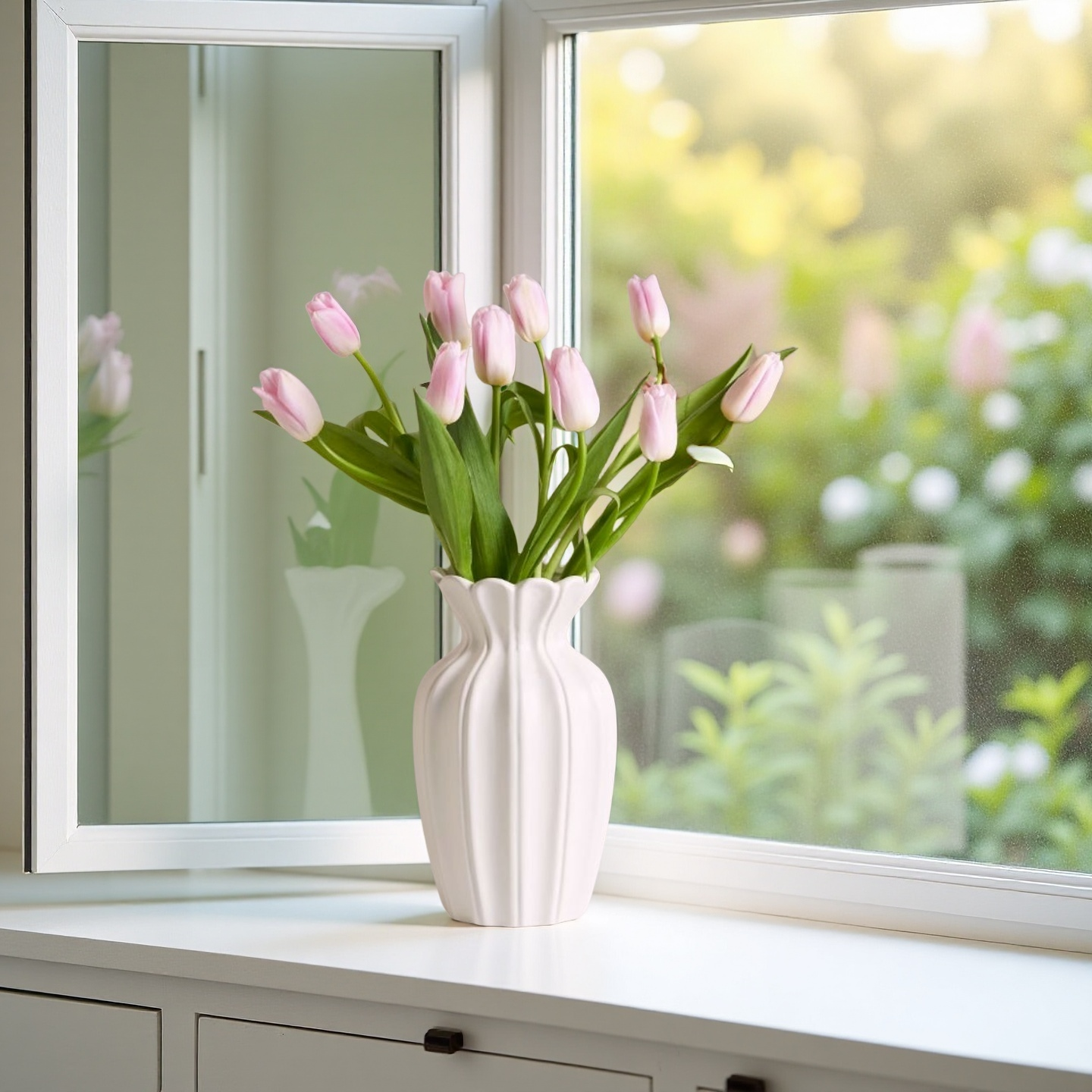 China Blooming Elegance Ceramic Vase – Matte White Floral-Inspired Design VDLK2405530 Suppliers, Factories