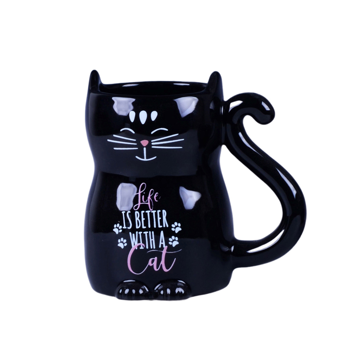 Cheap Whimsical Tail-Handle Ceramic Mug with Hand-Painted Art KDMC0766 Suppliers, Factory