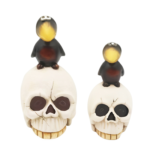 Wholesale Hand-Painted Ceramic White Skull Head with Tiny Body – Halloween Figurine HDFS8126 Supplier, Factory