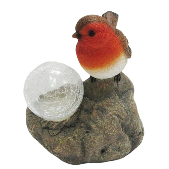 Cheap Bird standing on a stone solar glass ball-Outdoor Garden Night Light LGDC6875 Suppliers, Factories