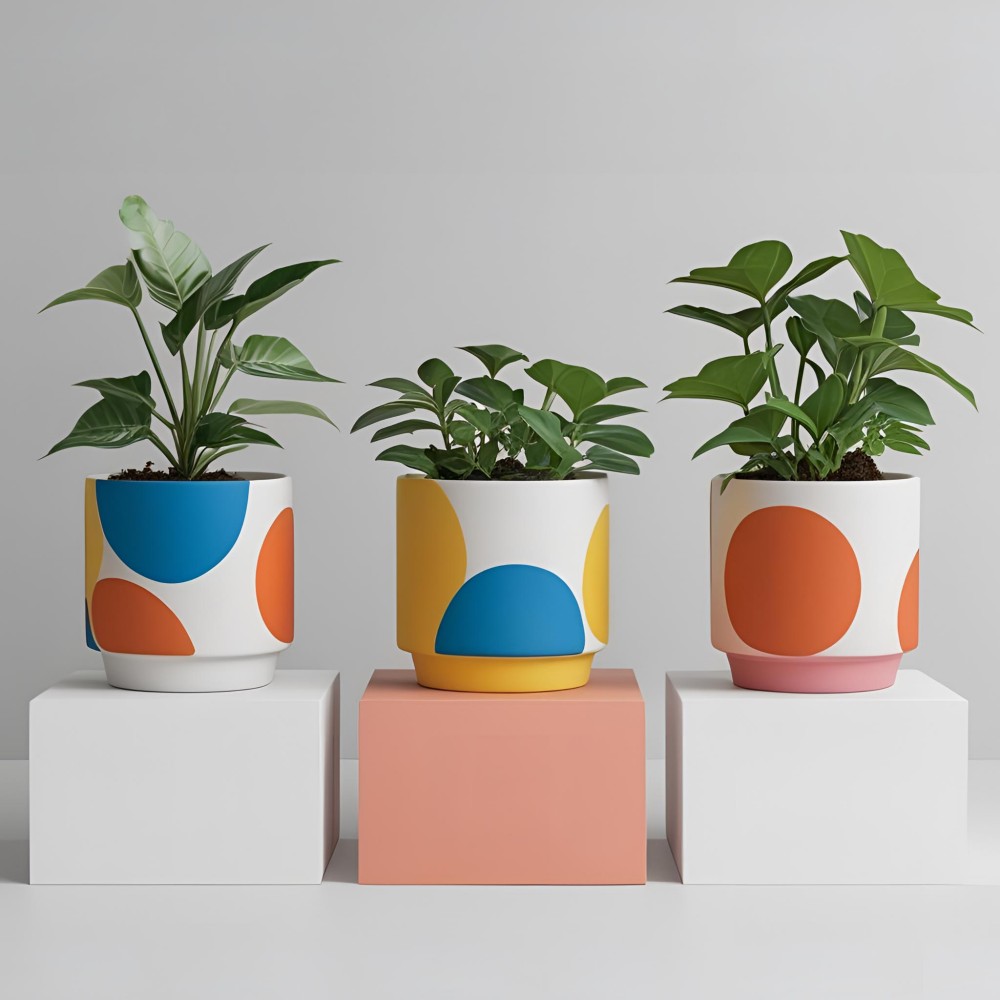 China Modern Abstract Circle Ceramic Flower Pots for Home Decor VDLK4591 Manufacturers, Factories