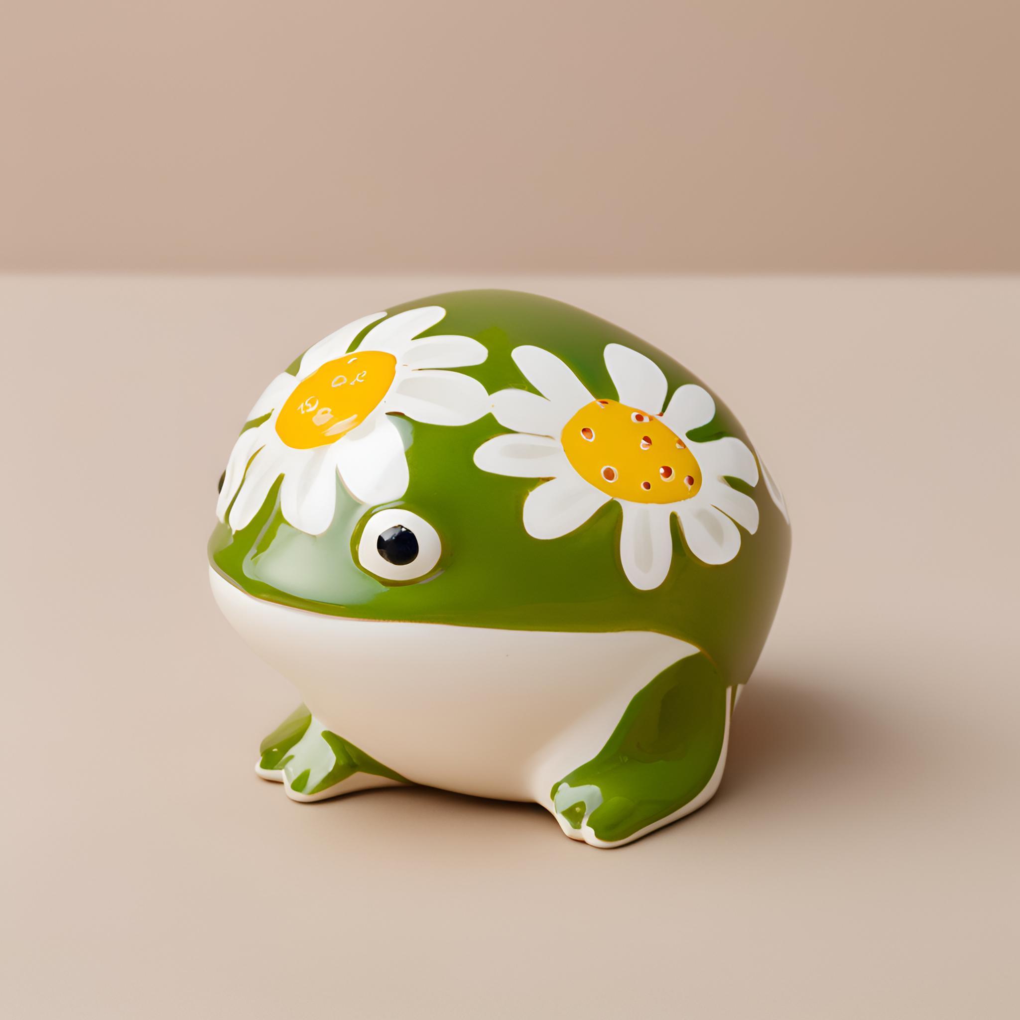 Wholesale Glossy Green Frog Ceramic Ornament with Floral Motif  VDLK1057 Manufacturers, Suppliers