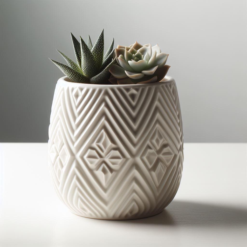 Wholesale Ceramic Planters with Debossed Surface – Matte Finish Indoor Pots VDMK2402002 Supplier, Suppliers
