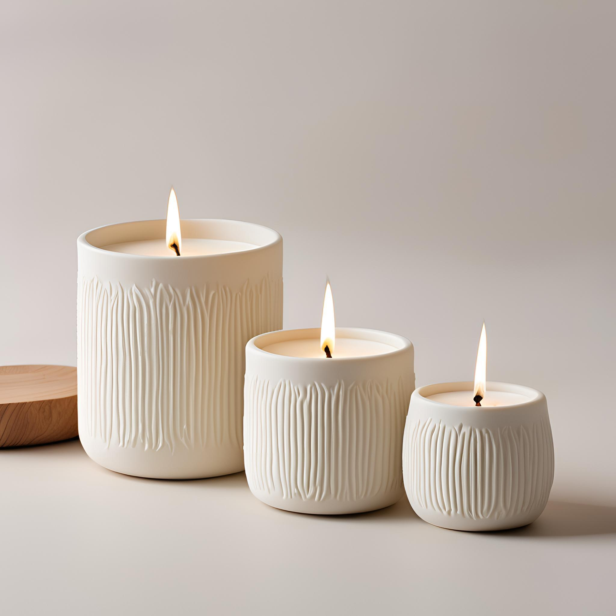 Wholesale Matte White Vertical Stripe Ceramic Candle Holders – Set of 2 with Solid Glaze Finish VDLK1937 Manufacturer, Factories