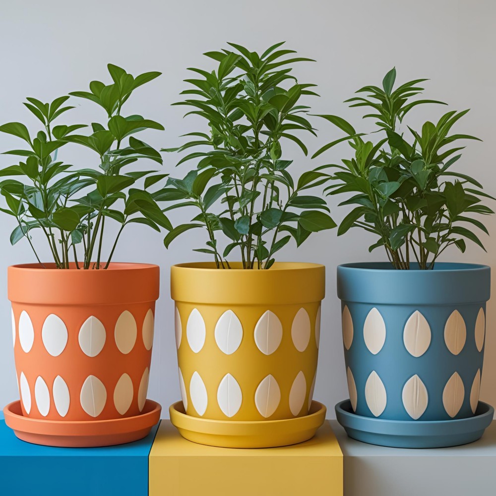 Wholesale Colorful Raised Leaf Textured Ceramic Succulent Flower Pot Set VDLK4653 Manufacturers, Supplier