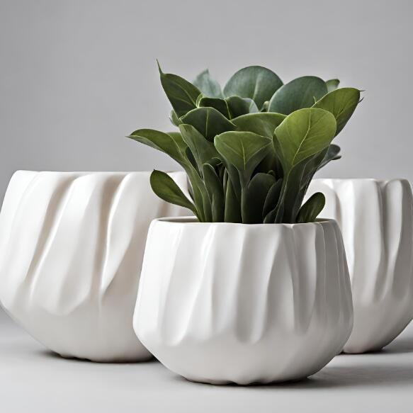 China Modern Matte Glazed Ceramic Pots – Vertical Stripe Design for Indoor Plants VDMK2402016 Manufacturer, Suppliers