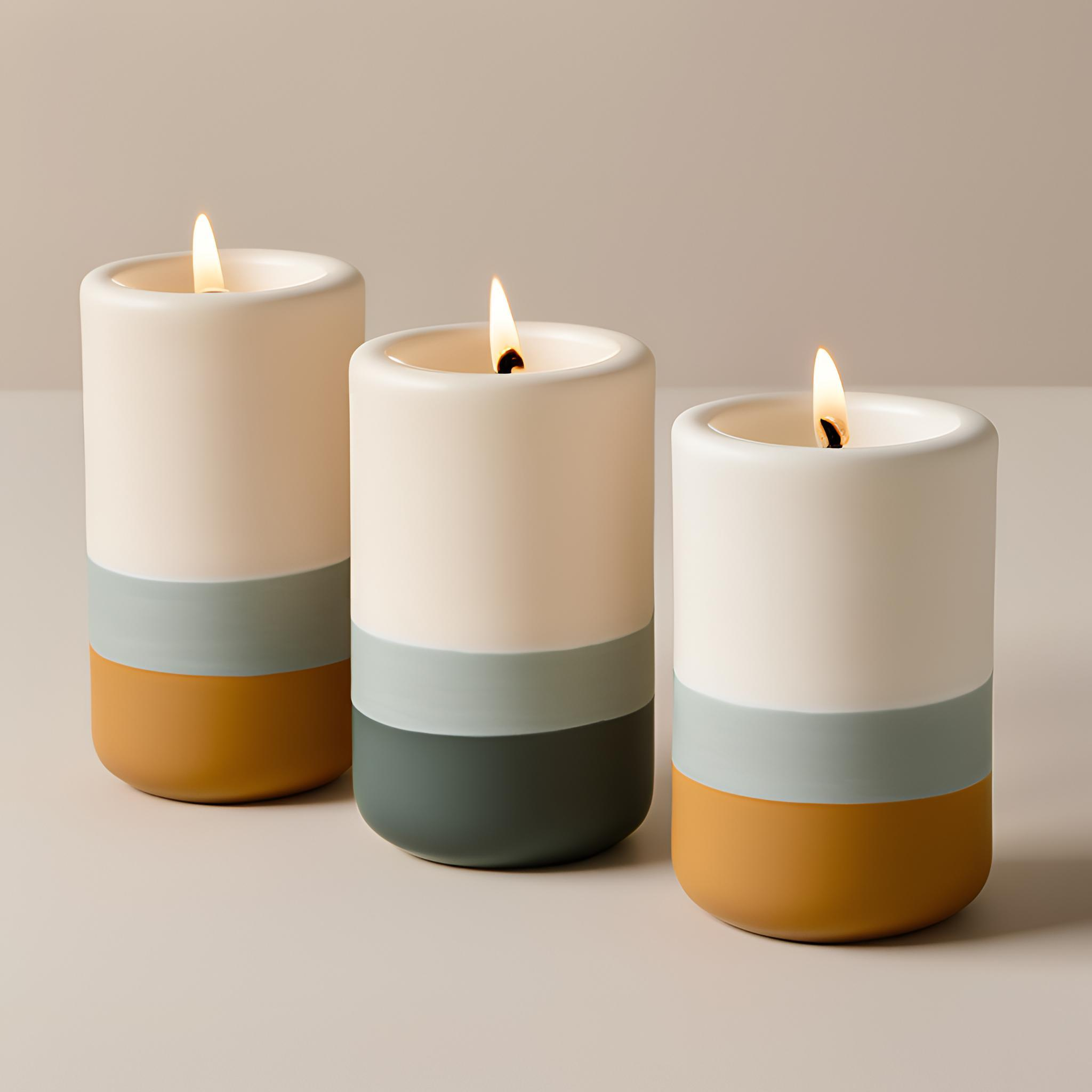China Three-Tone Ceramic Candle Holders with Matte Solid Glaze – Set of 2 for Elegant Home Décor VDLK1934 Factory, Factories