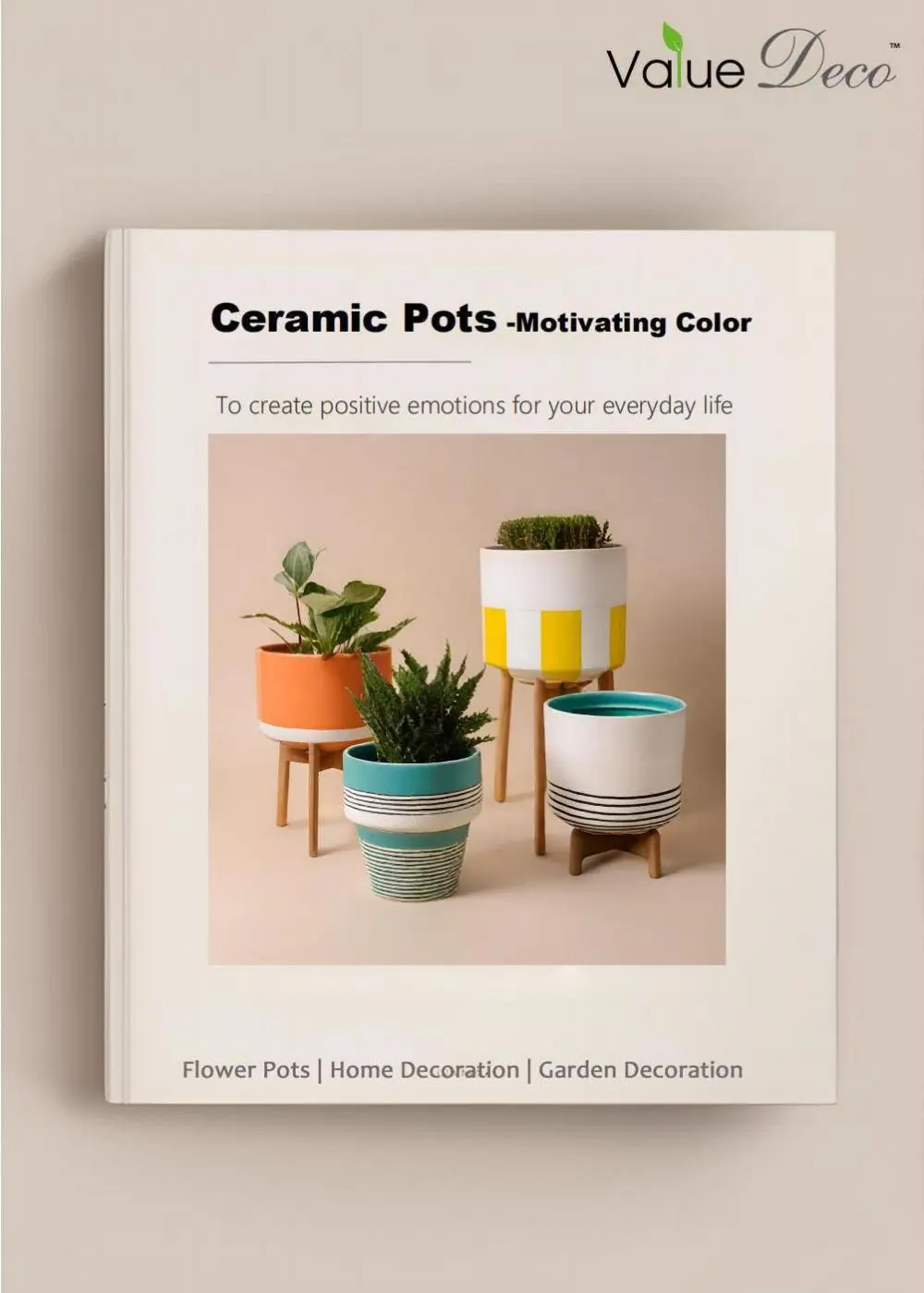 Bright colored ceramic pots catalog showcasing creative glazes.