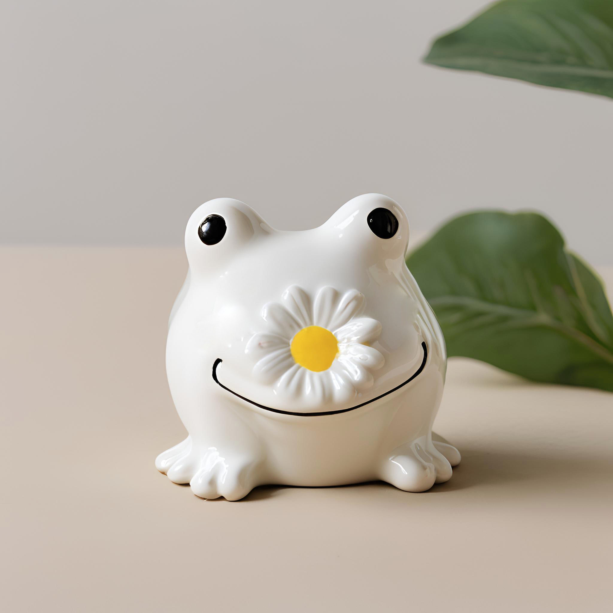 Wholesale European-Style Ceramic Frog Statue with Daisy Accents VDLK1059 Manufacturer, Supplier