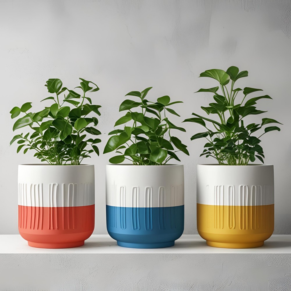 China Two-color textured ceramic flower pot - suitable for indoor plant cultivation VDLK4607 Manufacturers, Factories