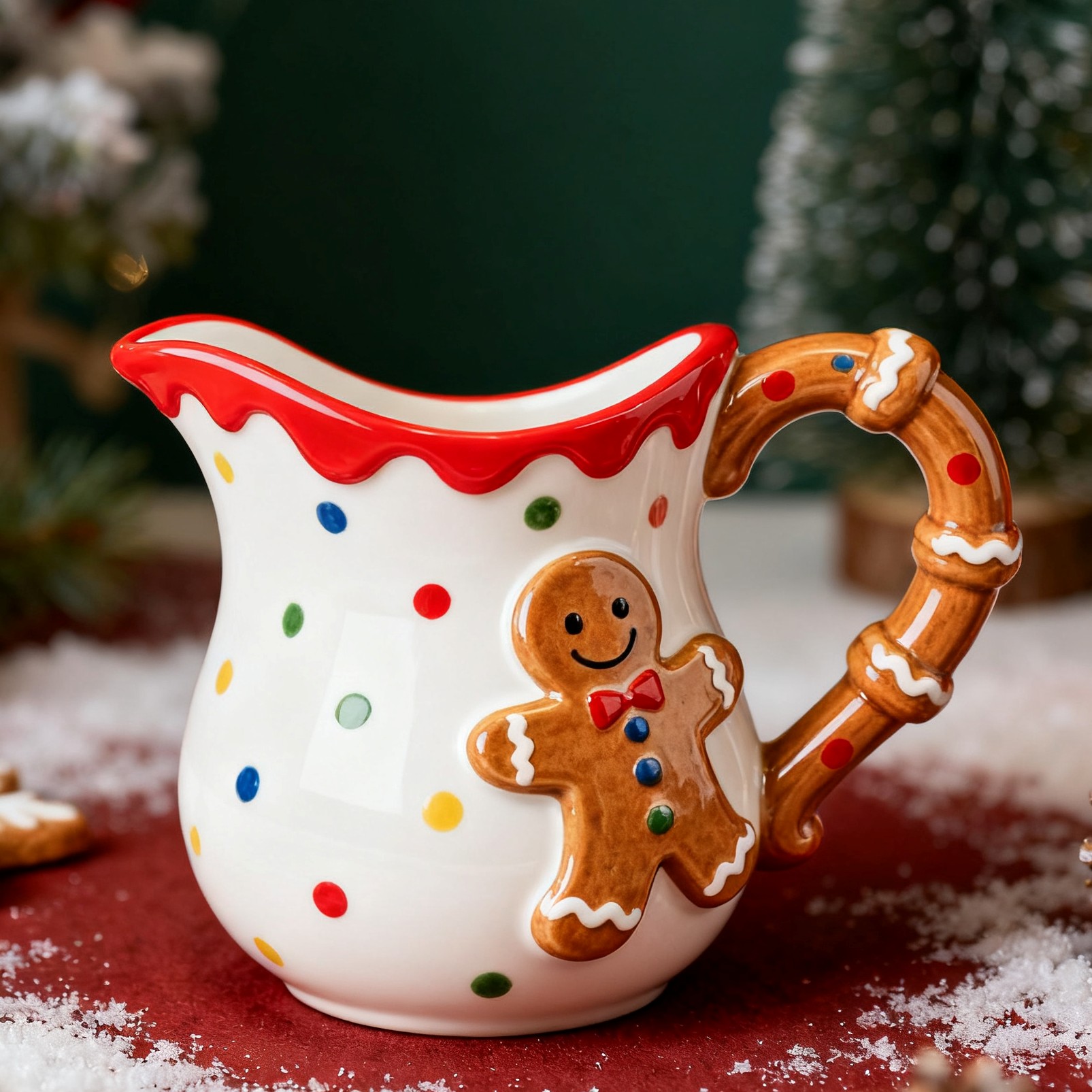 Cheap Christmas-themed polka-dot gingerbread person mug - with a wine glass-style spout VDLK5412 Manufacturers, Factories