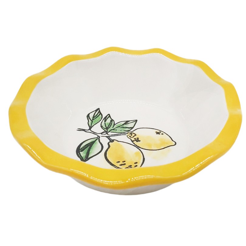 Cheap Sunny Lemon Ceramic Bowl – Glossy White & Hand-Painted KDPD0749 Manufacturer, Factories
