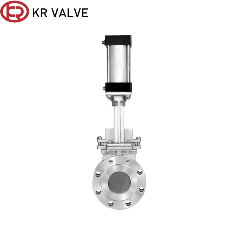 Wholesale SS knife gate valve pneumatic operation flange type Suppliers, Manufacturer