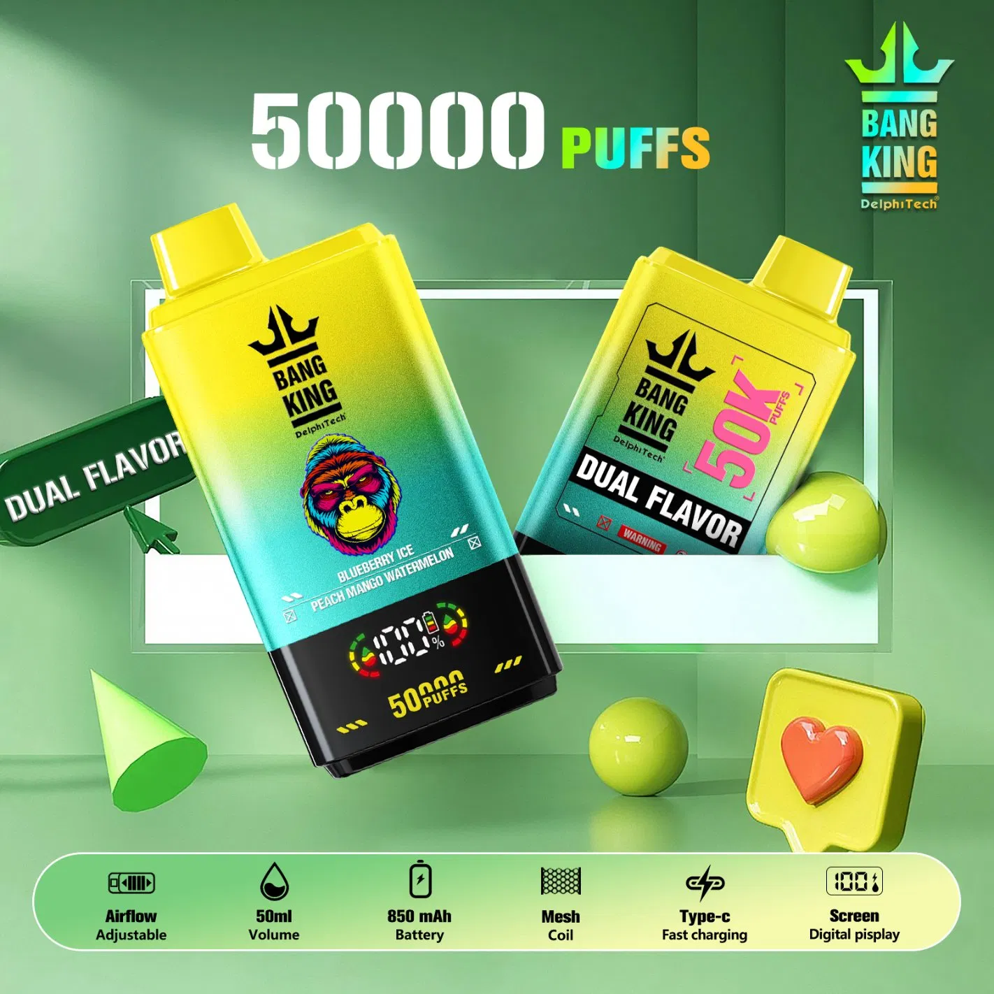 Bang King Blaze Leader E Cigarette Wholesale Vape 50K 200K 100K 300K Puff Vaper 100000 Rechargeable Disposable Vape 2 In1 Tornado Piece Vape Sleek Vape