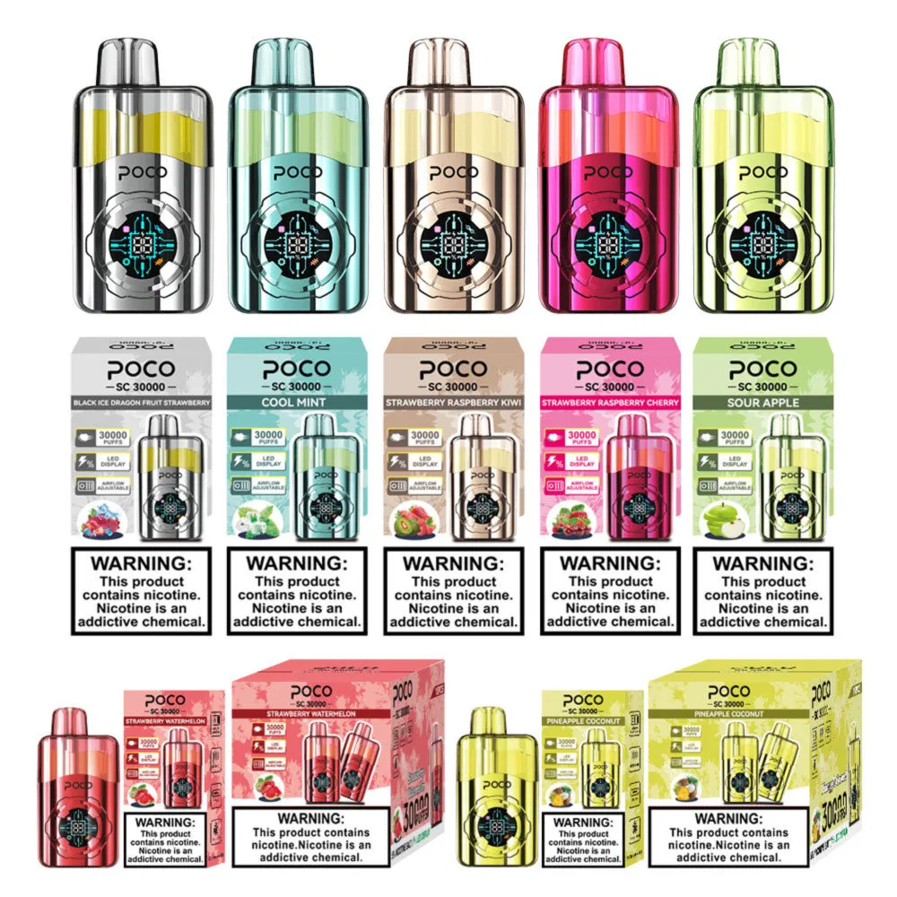 Zero Nicotine Disposable Vape Manufacturing Poco 30000 Puff One Time Use E-Cigarettes