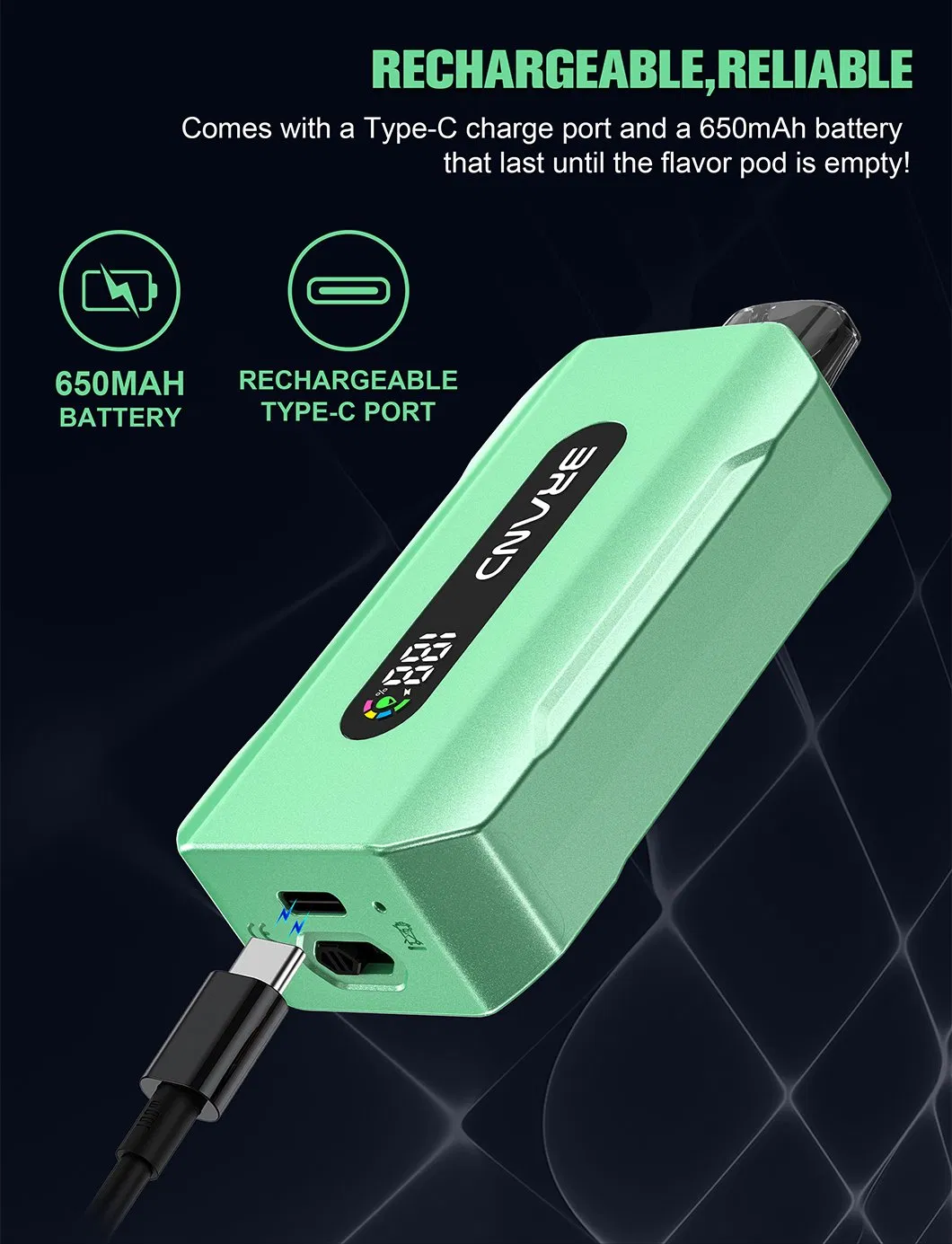 Xsl B43-C 25000 Puffs Disposable Vape- 30ml Double Mesh Coil Rechargeable Type-C E-Cigarette with LED Smart Screen