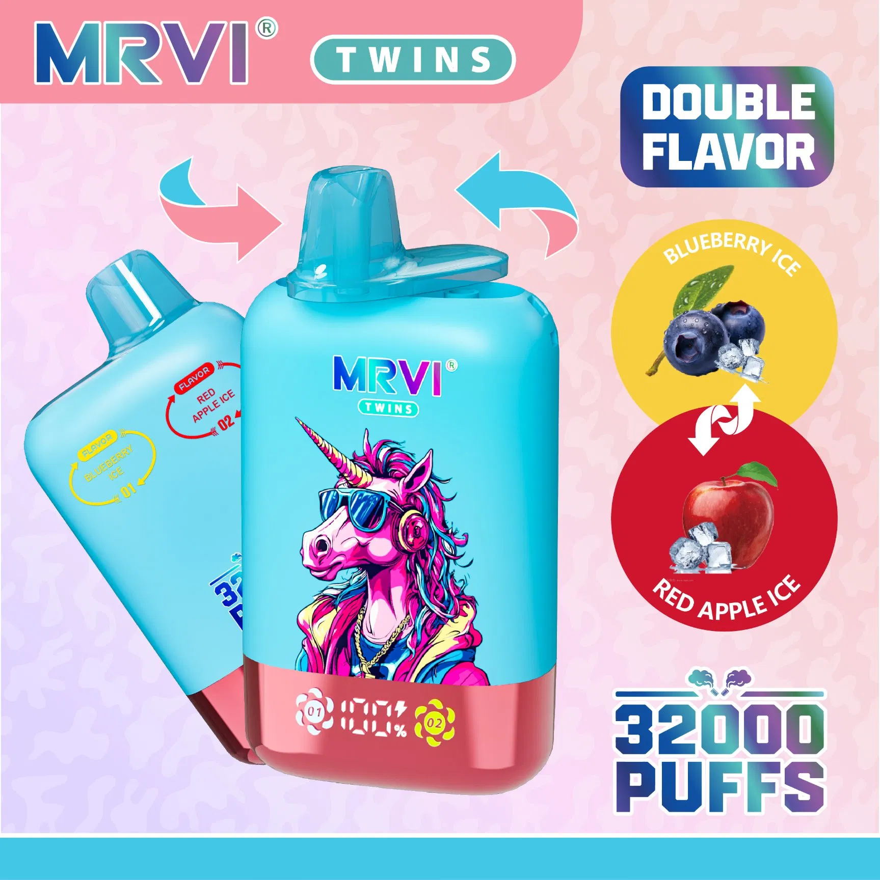 1-3 Delivery Days Mrvi Twins 32000 32K Puffs 2 in 1 Double Flavors Disposable E Cigarette with Adjustable Airflow Puffs EU Warehouse Vapers Puff Vape