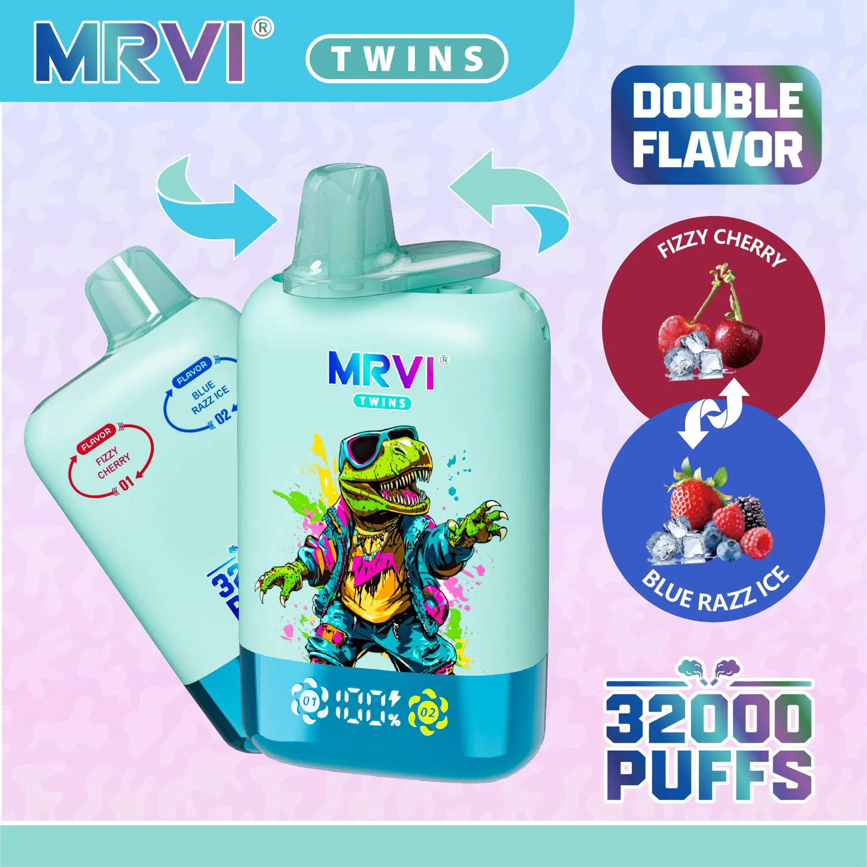 1-3 Delivery Days Mrvi Twins 32000 32K Puffs 2 in 1 Double Flavors Disposable E Cigarette with Adjustable Airflow Puffs EU Warehouse Vapers Puff Vape