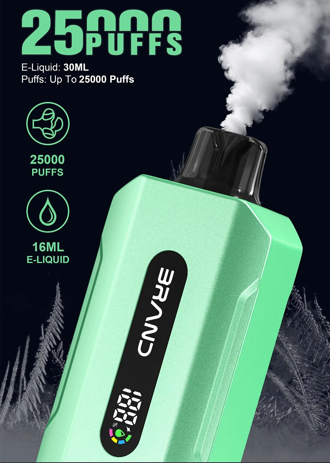 Xsl B43-C 25000 Puffs Disposable Vape- 30ml Double Mesh Coil Rechargeable Type-C E-Cigarette with LED Smart Screen