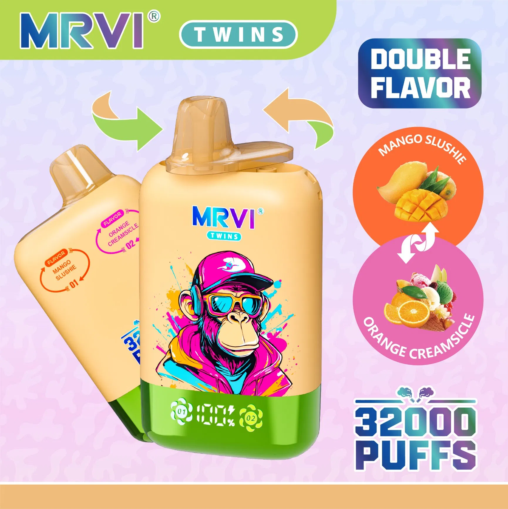1-3 Delivery Days Mrvi Twins 32000 32K Puffs 2 in 1 Double Flavors Disposable E Cigarette with Adjustable Airflow Puffs EU Warehouse Vapers Puff Vape