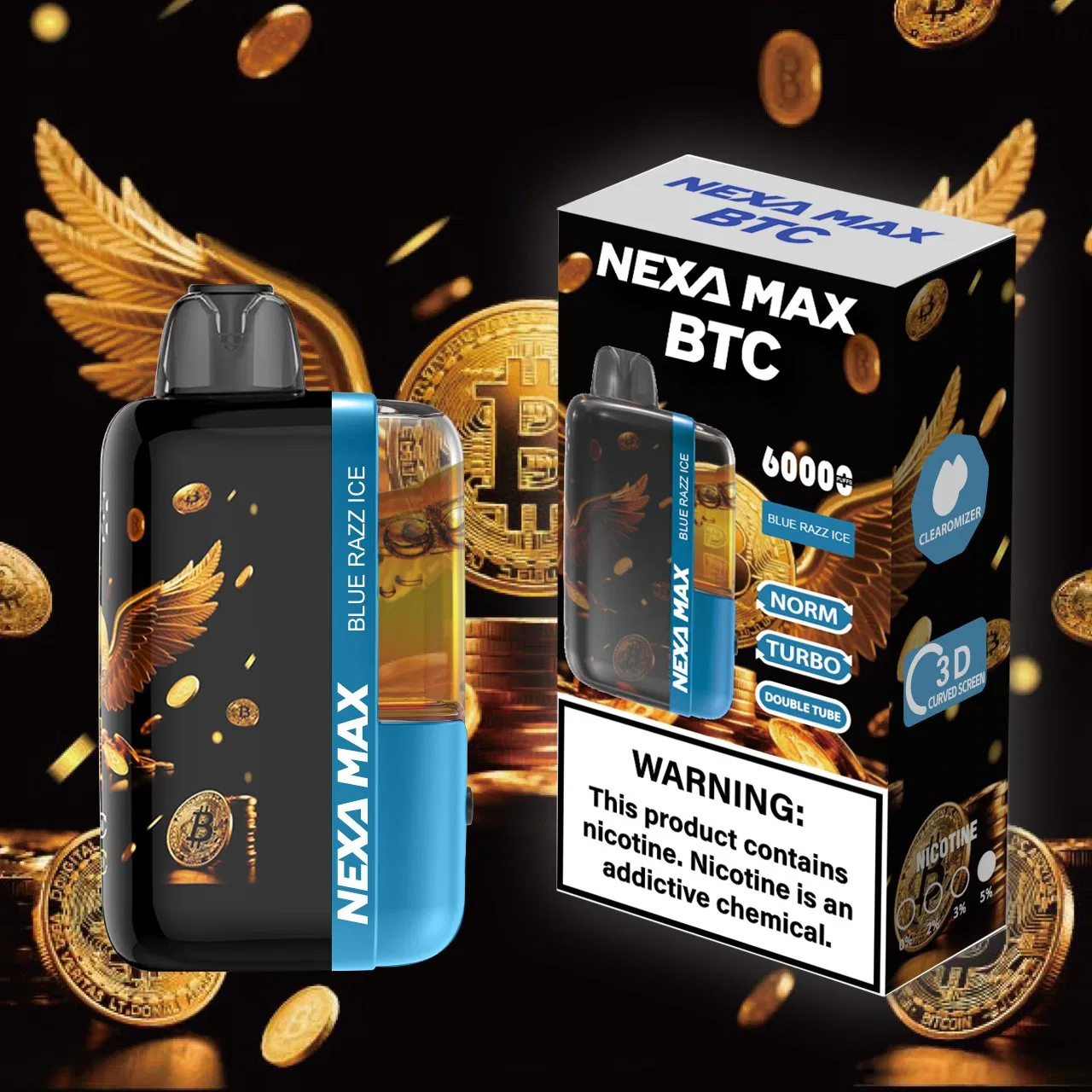Wholesale Nexa Max Disposable Vape - 15 Assorted Flavors, 60K Puffs, 3D Digital Screen, Leak-Proof Clearomizer, Luxury Visuals