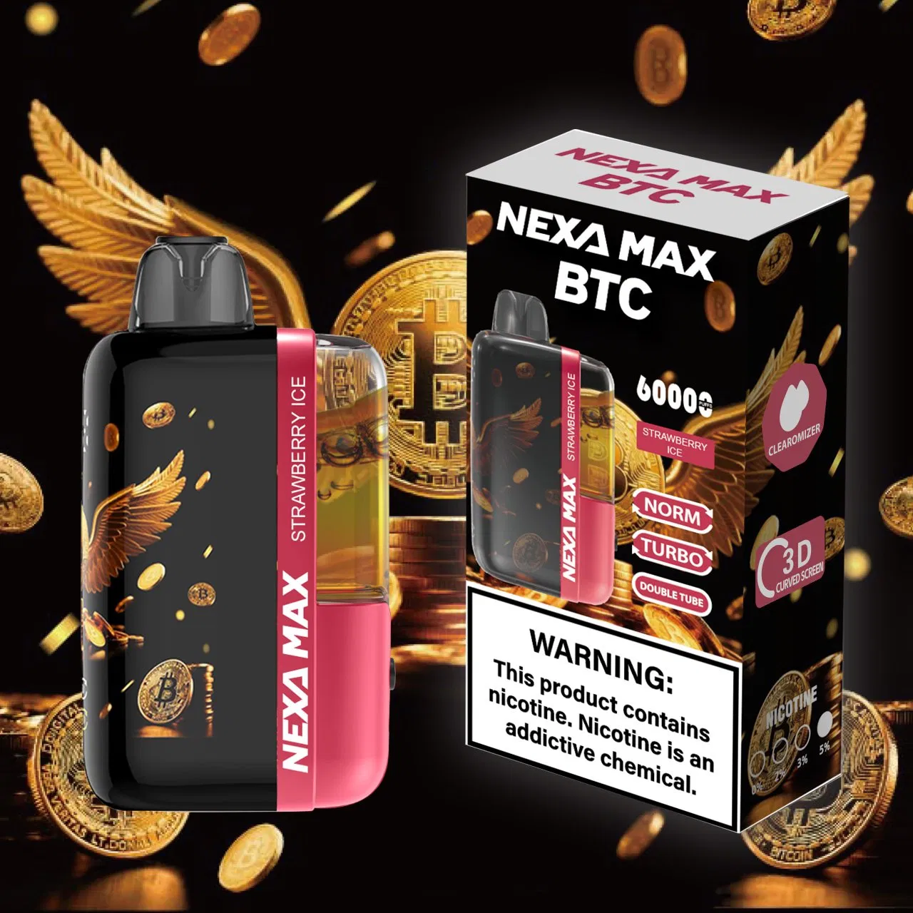Wholesale Nexa Max Disposable Vape - 15 Assorted Flavors, 60K Puffs, 3D Digital Screen, Leak-Proof Clearomizer, Luxury Visuals
