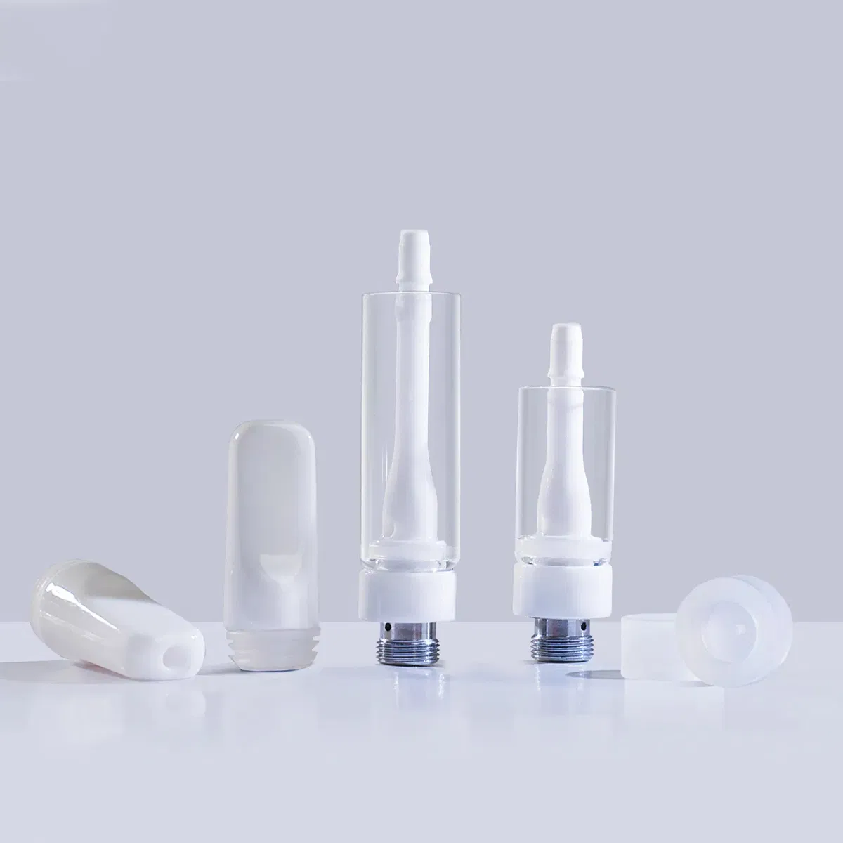 Factory Direct Empty Vaporizer Cartridges - Glass Tank, Multiple Tip Materials (Wood/Ceramic/Metal) , 0.35ml/0.5ml/1ml Sizes