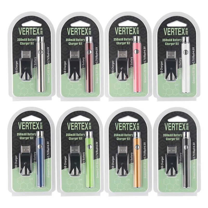 350 mAh Pen Battery 510 Thread Vertex USB Charger Kit VV Battery