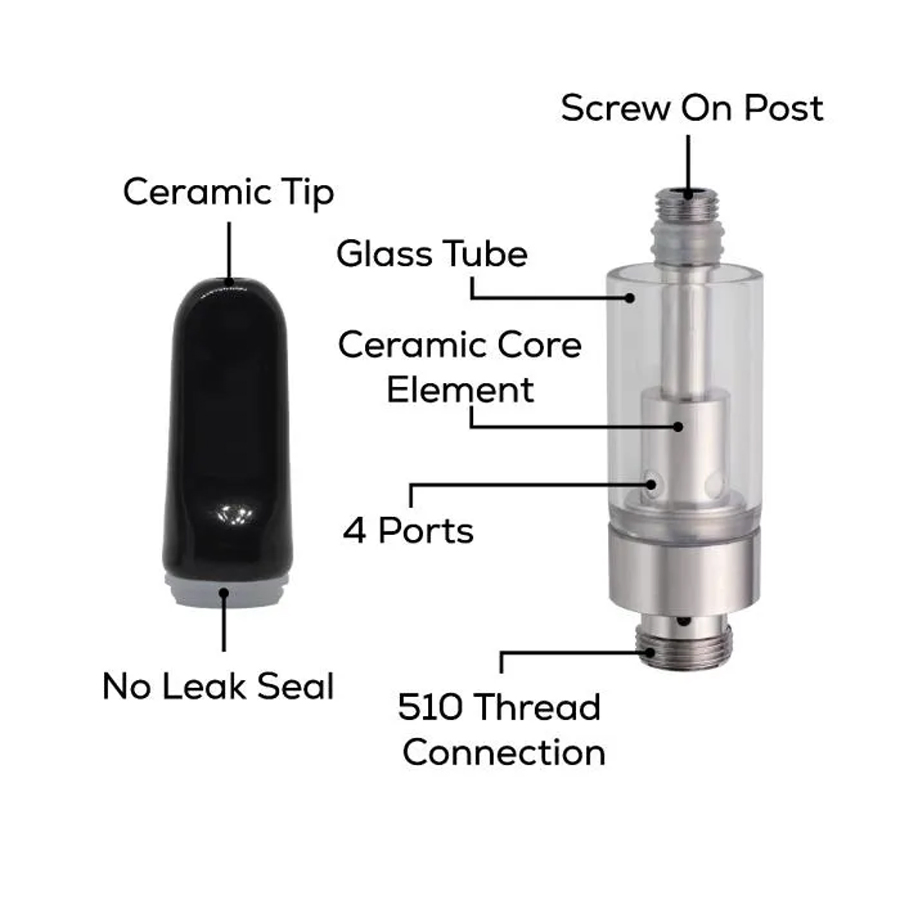 Ceramic Coil 510 Cartridges, 0.8 Ml /1.0 Ml, Disposable Atomizers for Vapor Devices.