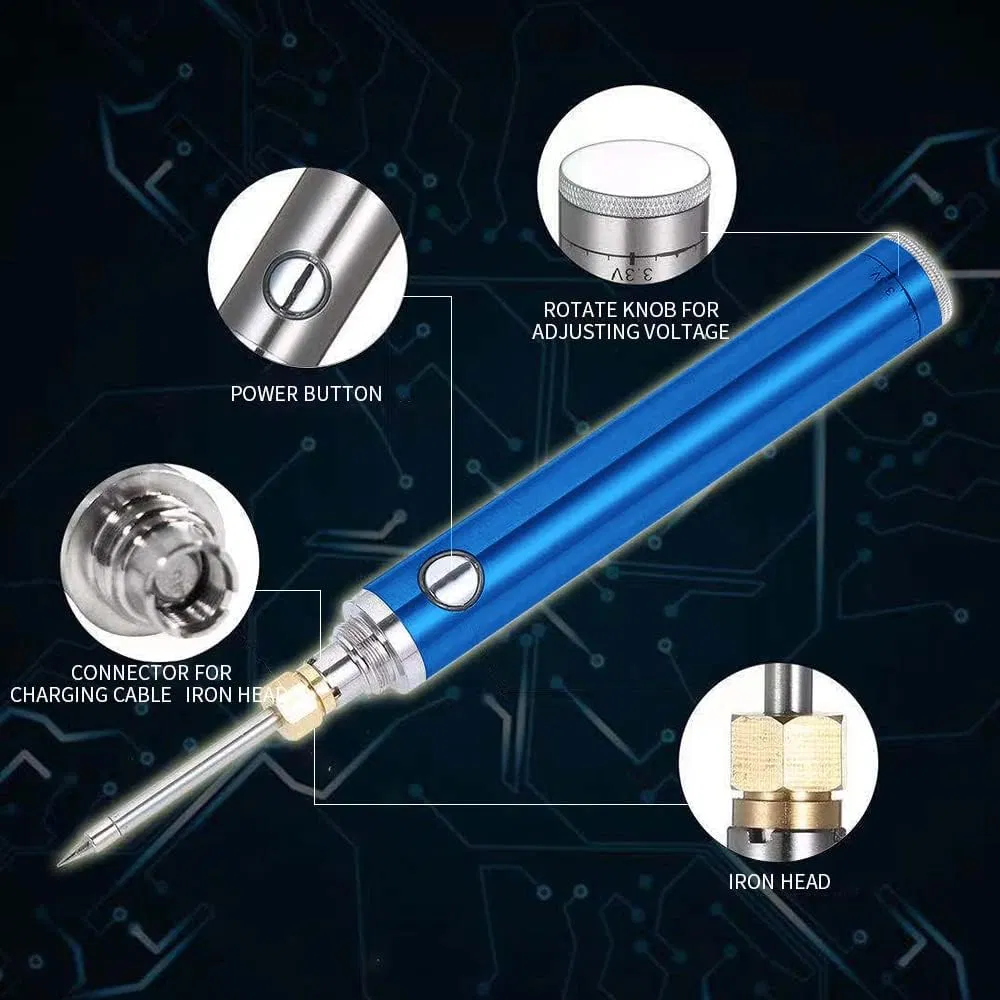 Electronics Soldering Iron USB Rechargeable Soldering Iron Cordless Soldering Welding Iron Kit