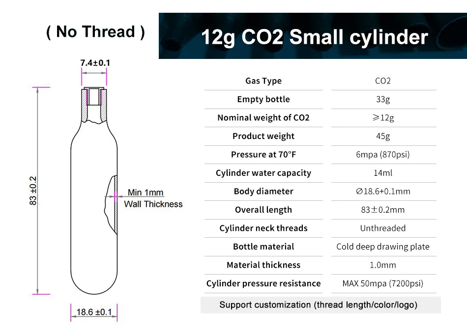 CO2 12g Cartridge Description