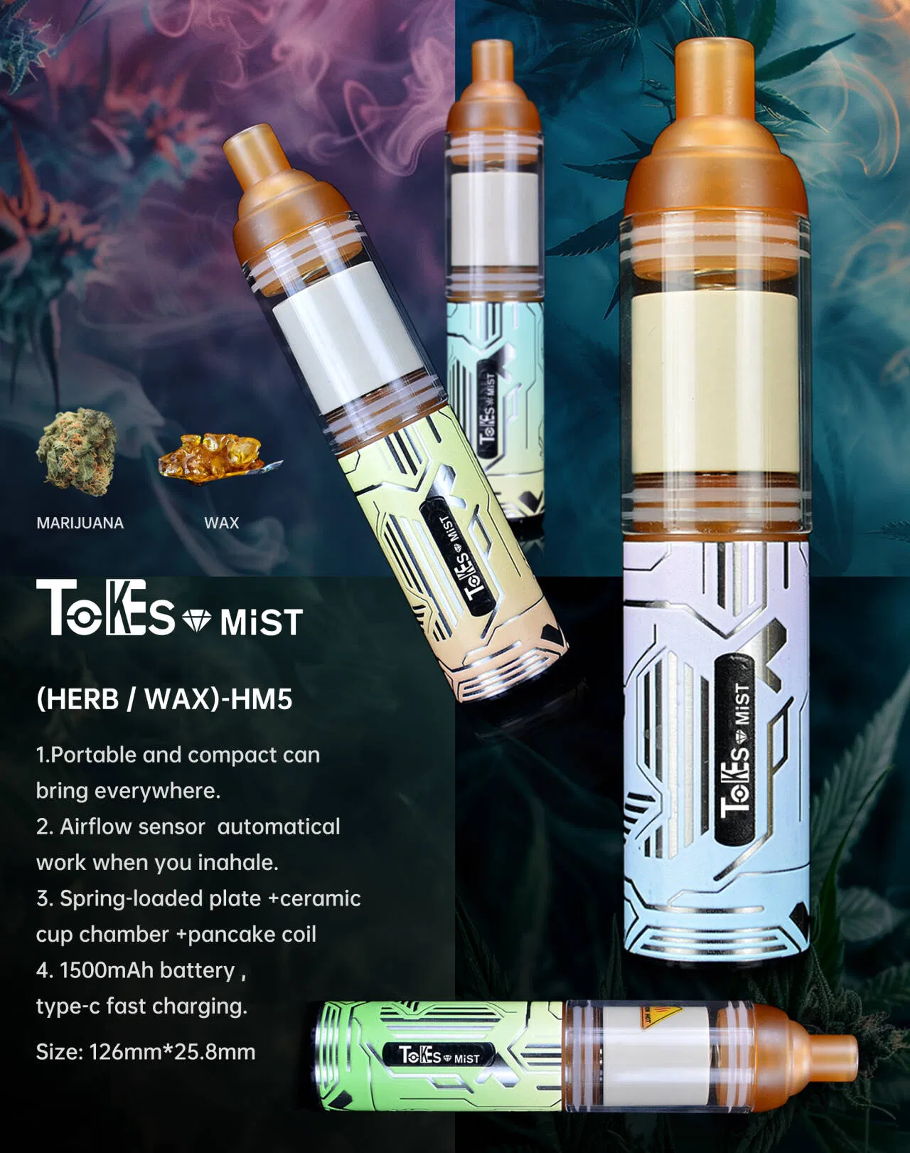 Ceramic Chamber Electronic Hand Pipe with 4000mAh Battery Digital Device