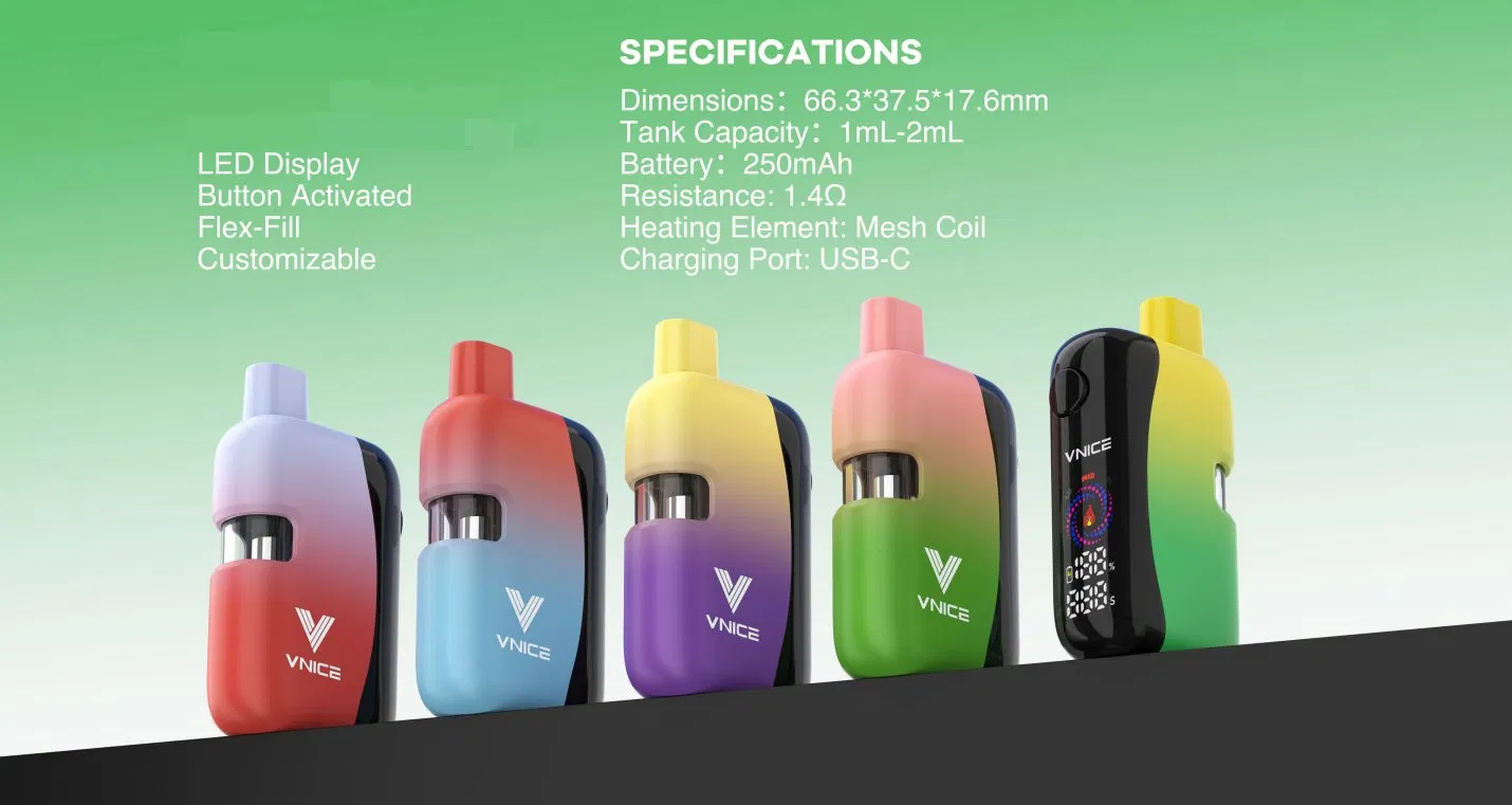 Premium LED Digital Screen 1ml 2ml All-in-One Disposable Empty Vape Pen Device for Thick Oils