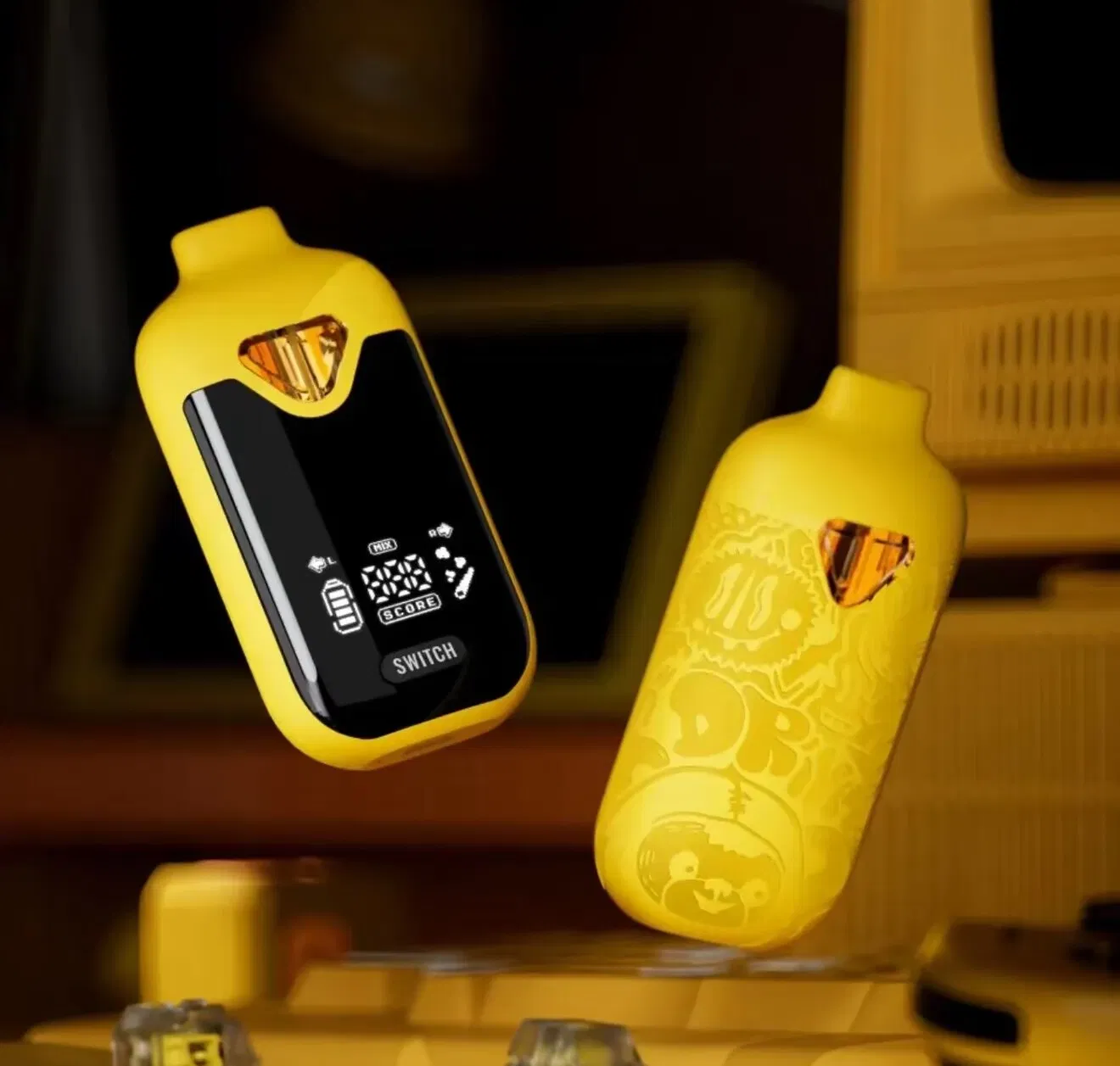 New Design Dual Tank Postless with Screen Aio Vape Device Button Switch Double Cart Vape Inhale Activated 0.5ml+0.5ml, 1ml+1ml U. S. Stock