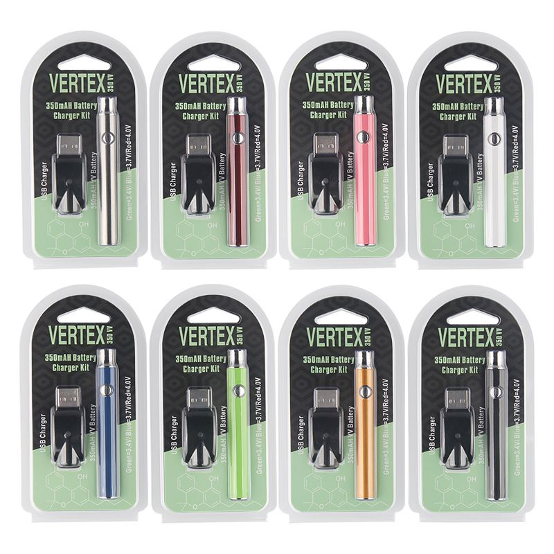350 mAh Pen Battery 510 Thread Vertex USB Charger Kit VV Battery