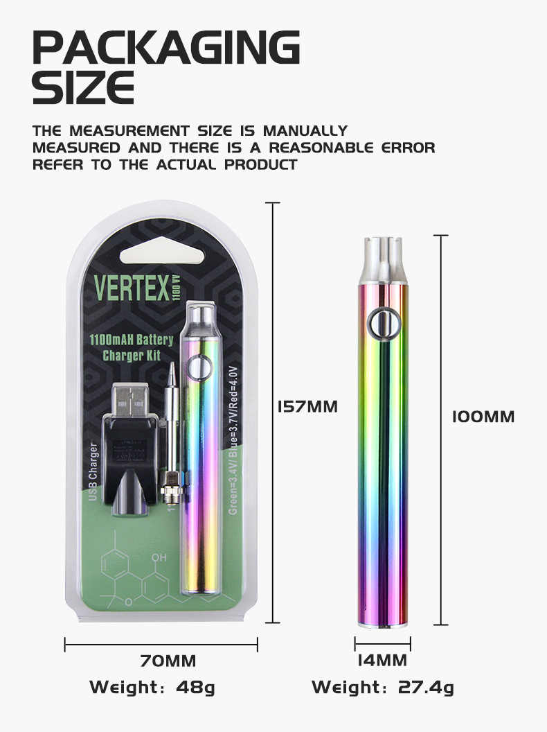 650 mAh 510 Thread Battery with USB Charging Head, Adjustable Voltage Wax Tool, 510 Soldering Iron, Glass Cartridge
