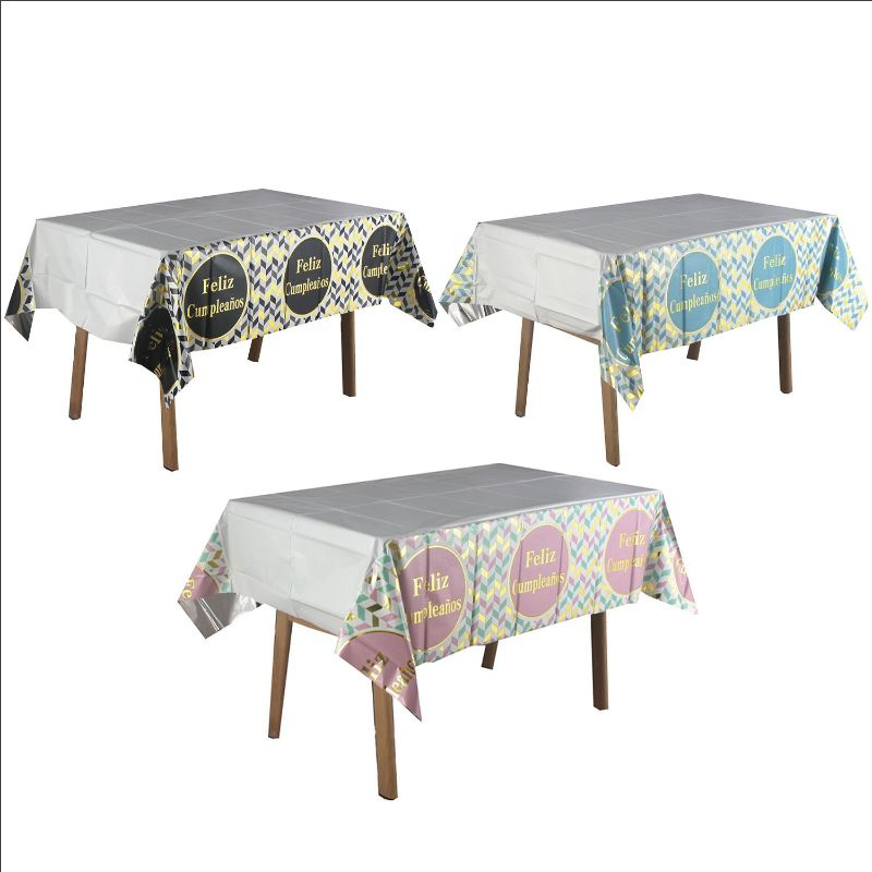 Star-Printed Spanish Birthday Disposable Aluminum Tablecloth