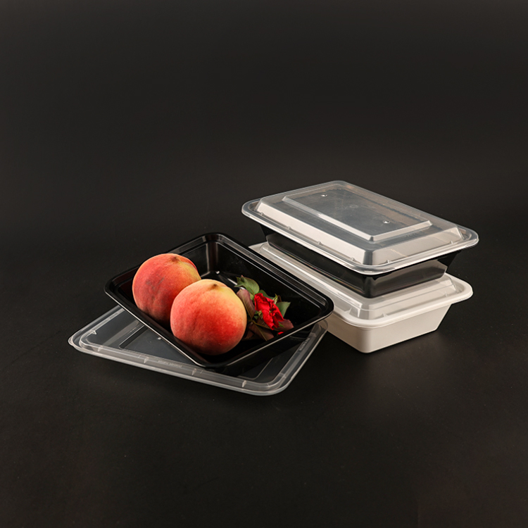 High-End Disposable Black Plastic Takeaway Lunch Boxes with Easy-Cover Sealed Lids