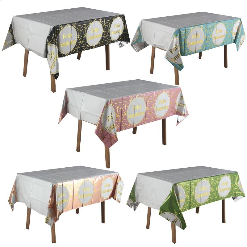 Star-Printed Spanish Birthday Disposable Aluminum Tablecloth