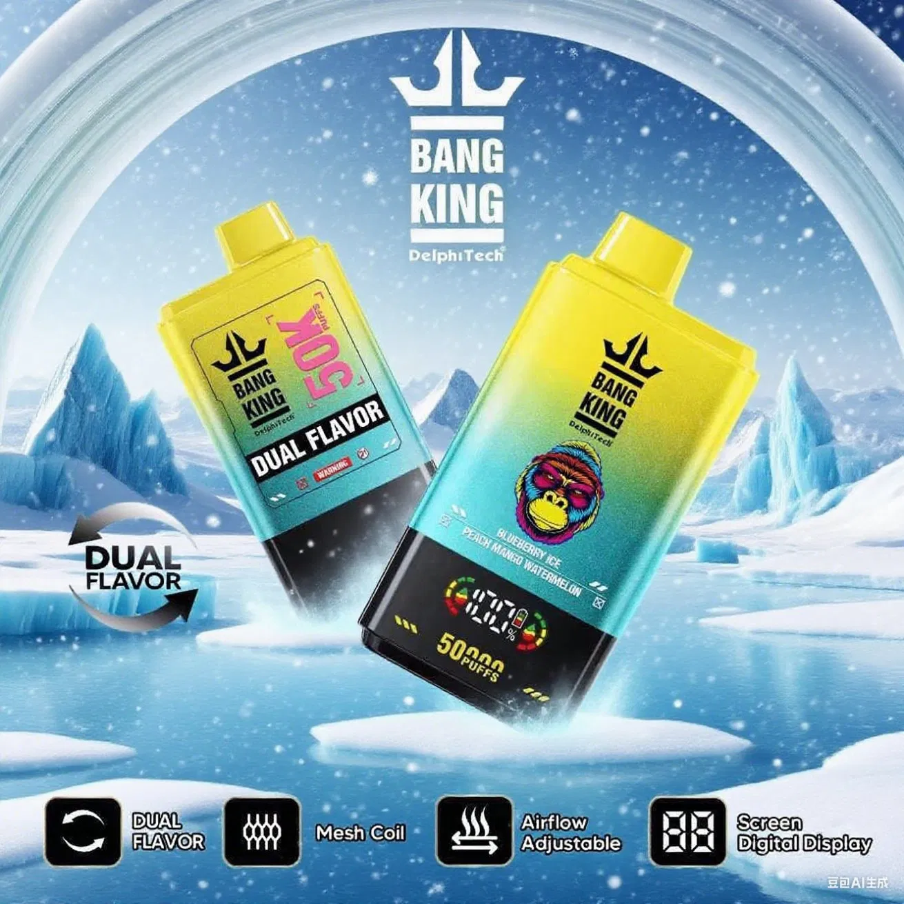 Upgrade Quality Fycos 50000 Puffs Disposable Vape 45ml Fruit Menthol Flavors Dual Mesh Coil Technology Factory Price