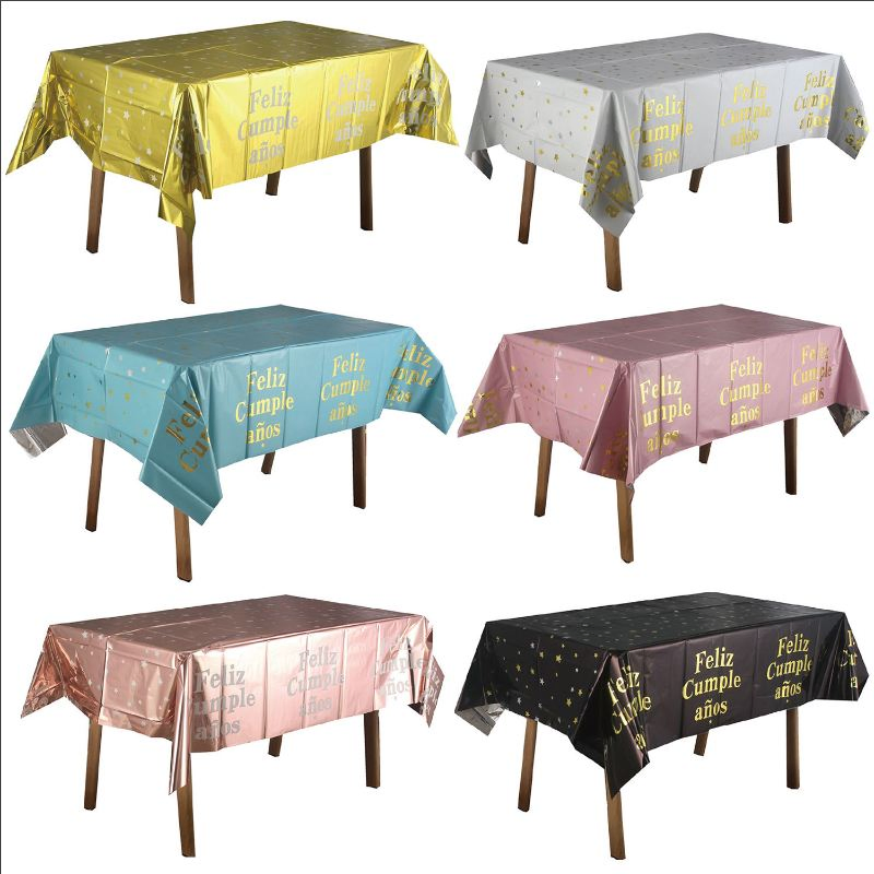 Star-Printed Spanish Birthday Disposable Aluminum Tablecloth