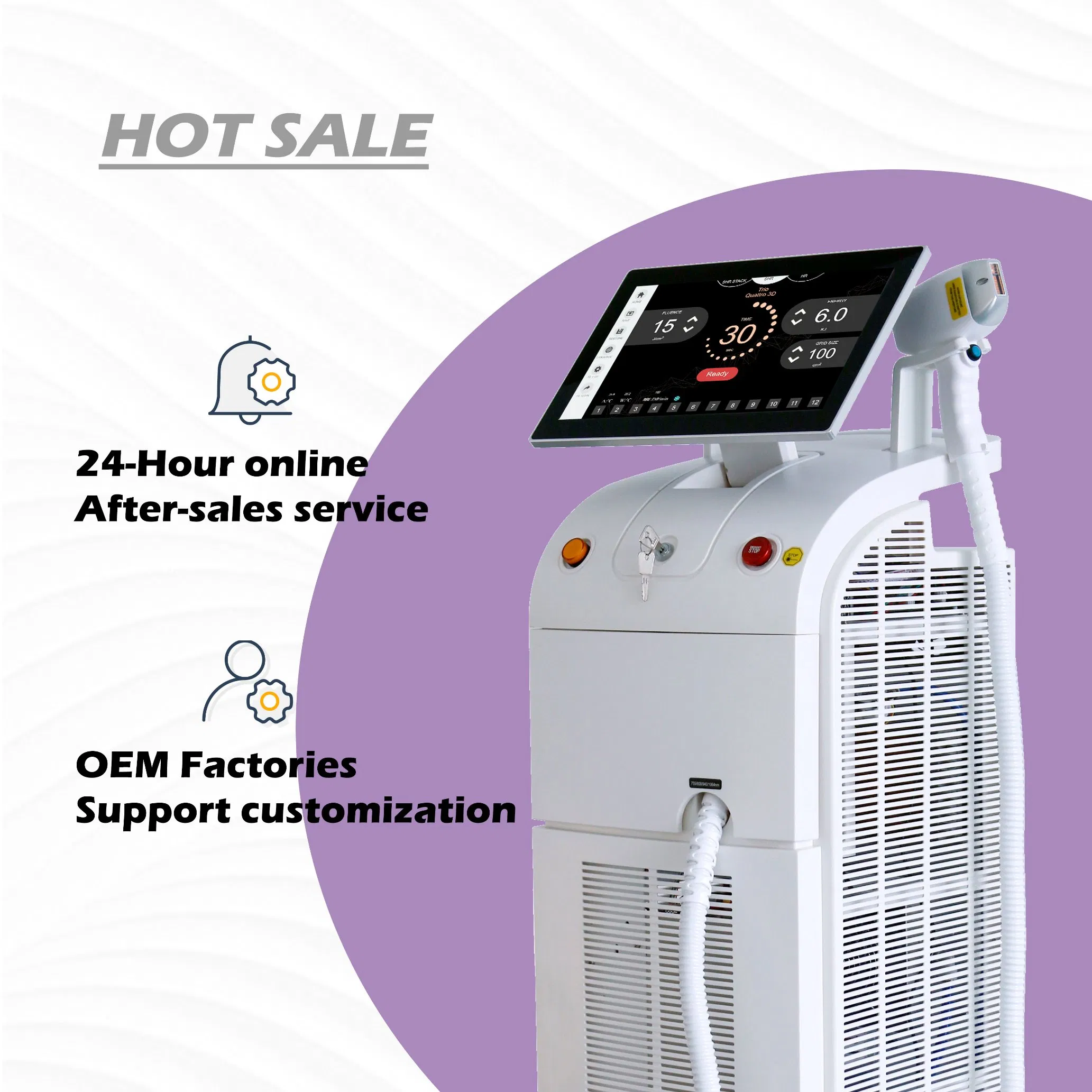 Weifang Km Ai-Powered 1600W 3-Wave Diode Laser System for Commercial Use Painless Hair Removal Skin Rejuvenation Laser 2400W