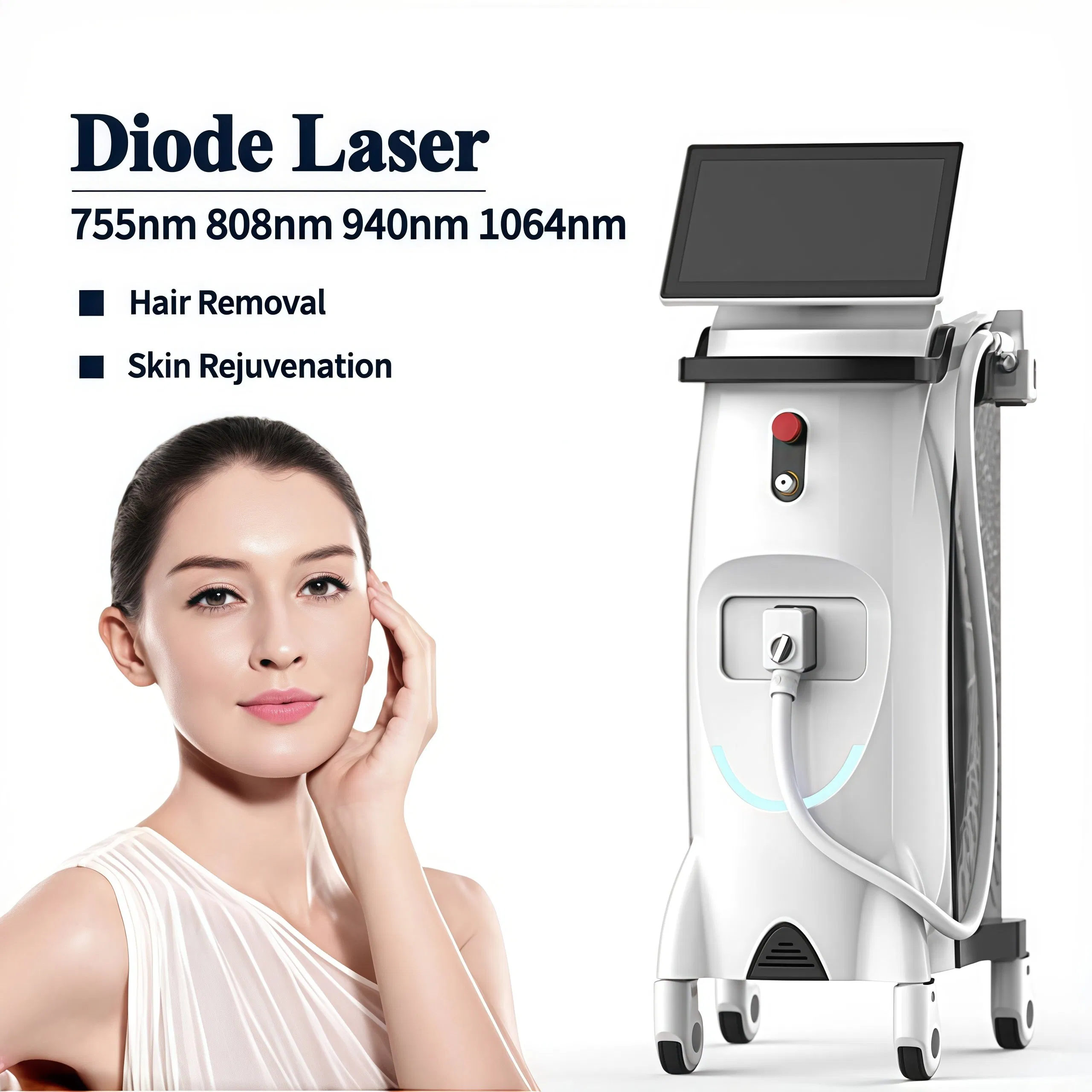 Hair Removal Machine 808nm 940nm 755nm Diode Laser Korea Ice 4 Waves 10 Bar 1064nm Laser for Home or Commercial Use Beauty Diode Laser Devices
